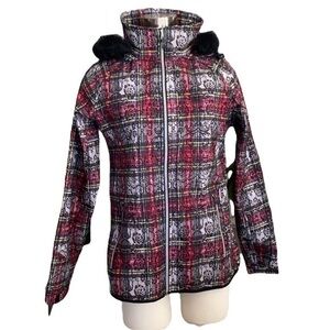 Body Glove Ski Snowboard Plaid Waterproof Jacket Coat Hooded Red Black Size S